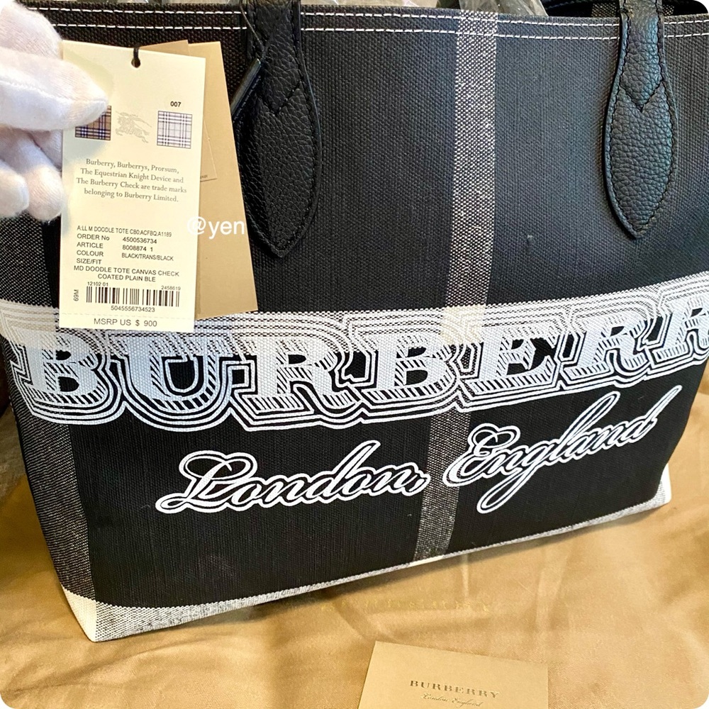 Burberry Doodle Reversible Black canvas leather - Picture 3 of 11